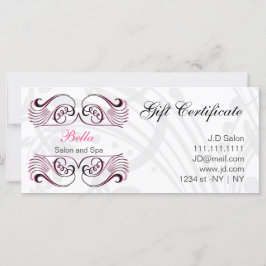 Carte certificats-cadeaux chic rose, noir et blanc