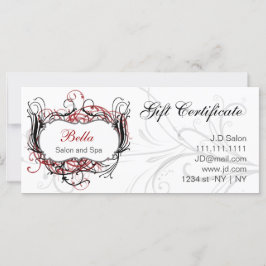 Carte Certificats-Cadeaux Chic rouge, noir et blanc