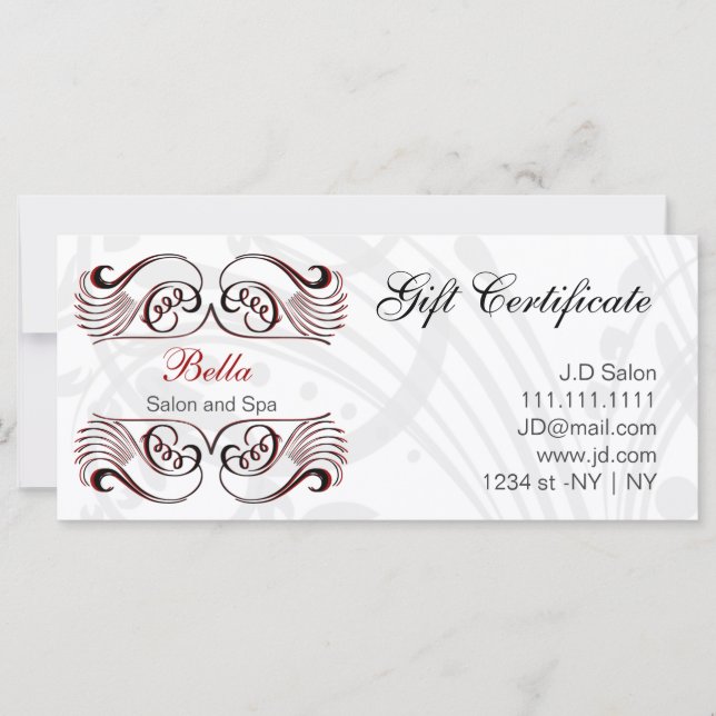 Carte Certificats-Cadeaux Chic rouge, noir et blanc (Devant)