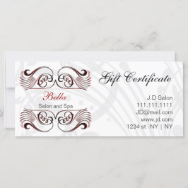 Carte Certificats-Cadeaux Chic rouge, noir et blanc