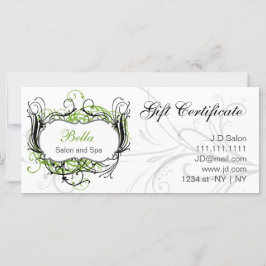 Carte Certificats-cadeaux chic vert, noir et blanc