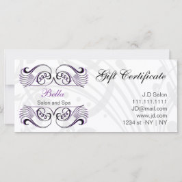 Carte Certificats-cadeaux chic violet, noir et blanc
