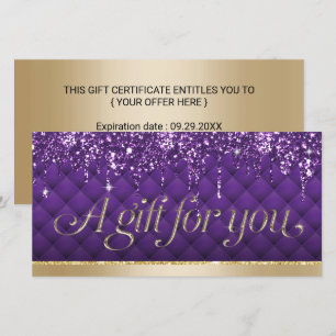 Carte Certificats-cadeaux de luxe Purple Gold Beauty Sal