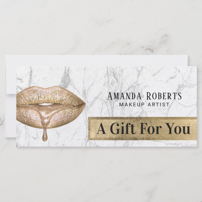 Carte Certificats cadeaux de salon Lips Gold Moderne (Devant)