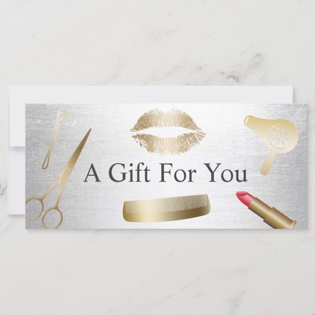 Carte Certificats cadeaux Moderne Gold Silver Beauty Sal (Devant)