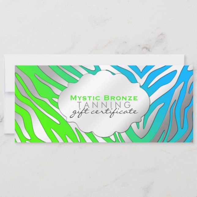 Carte Certificats cadeaux Neon Blue & Green Zebra (Devant)