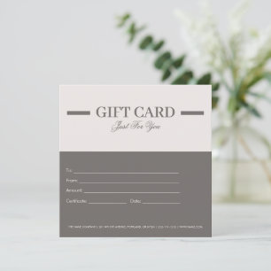 Carte Certificats cadeaux professionnels minimalistes mo