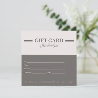 Carte Certificats cadeaux professionnels minimalistes mo