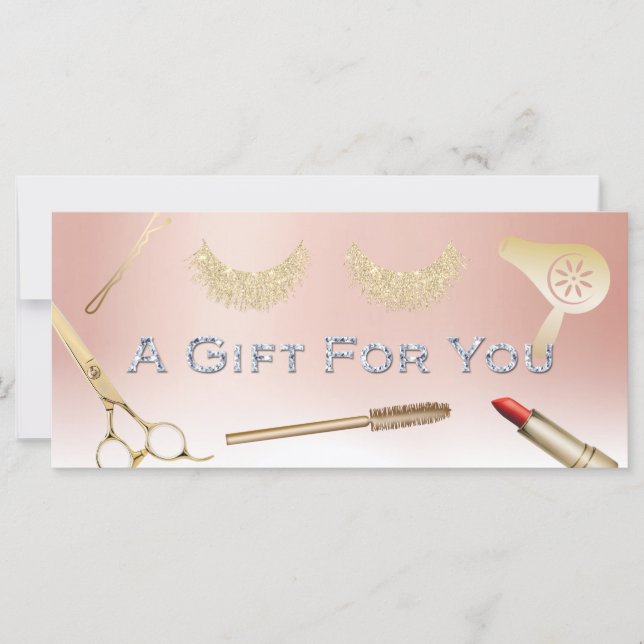 Carte Certificats cadeaux Rose moderne Gold Beauty Salon (Devant)