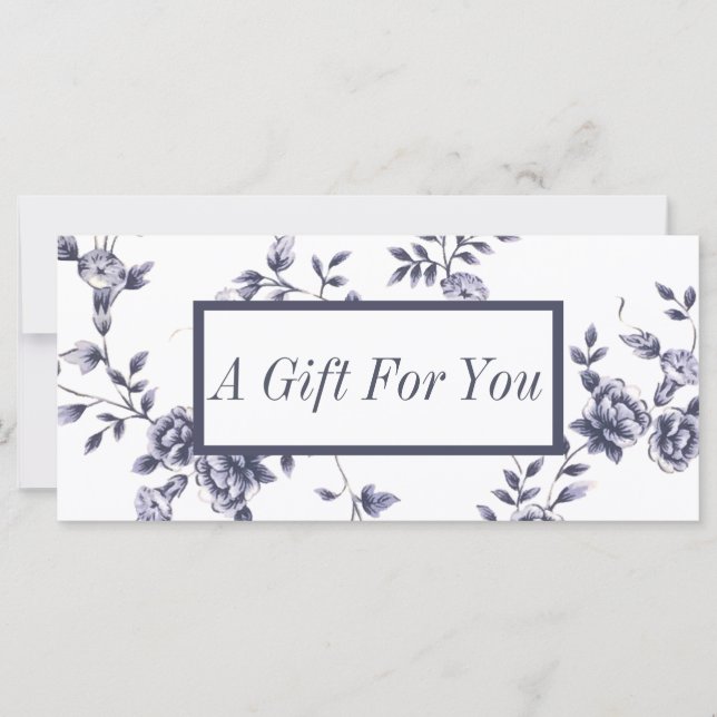 Carte Certificats cadeaux Salon de Beauté Florale Bleu V (Devant)