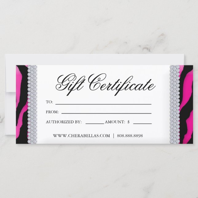 Carte Certificats-Cadeaux Salon de bronzage Bijoux rose  (Devant)