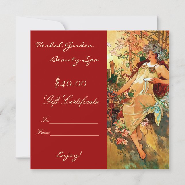 Carte Certificats cadeaux Spa de beauté (Devant)