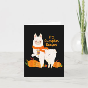 Carte C'est la saison des citrouilles Lama Feuilles d'au