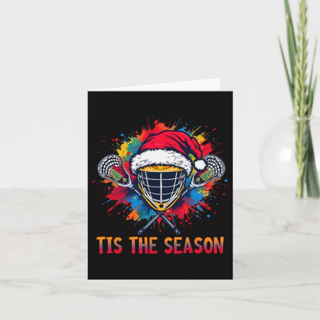 Carte C'Est La Saison Lacrosse Masque Santa Hat Noël S (Devant)