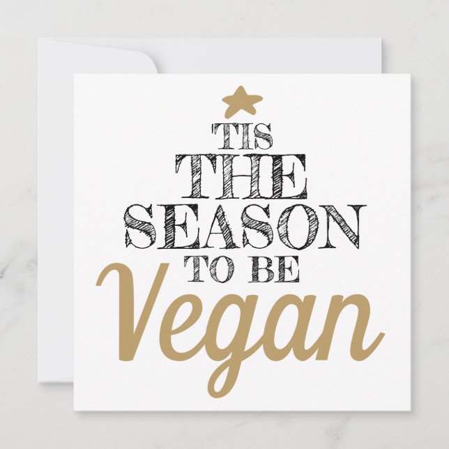 Carte 'C'est la saison pour être Vegan noir et or texte (Devant)