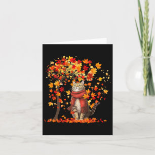 Carte C'est l'automne, les amis, chat, feuille, arbre, b