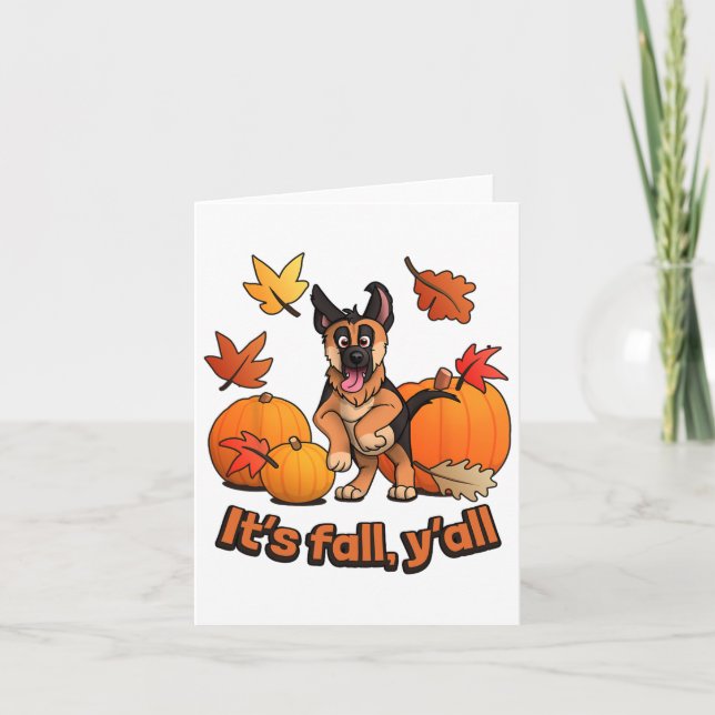 Carte C'est l'automne vous tous chiot berger allemand  (Devant)