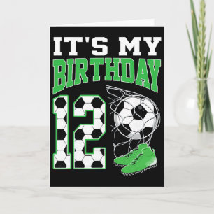 Carte C'est ma fête d'anniversaire de football de 12 ans