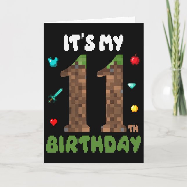 Carte C'est mon 11ème anniversaire Drôle de 11 ans joueu (Devant)