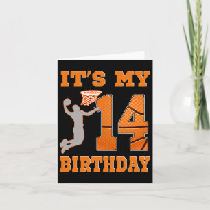 Carte C'est mon 14e anniversaire Bysketbyll Dunk Boy 14 