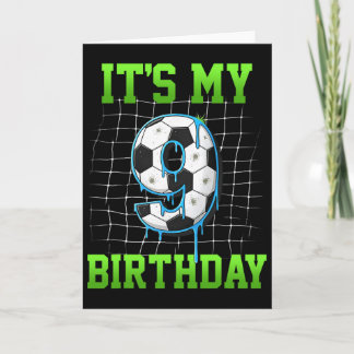 Carte C'est mon 9e anniversaire Funny Soccer Anniversair