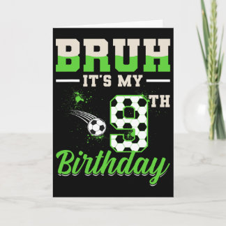 Carte C'est mon 9e anniversaire garçon football 9 ans