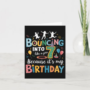 Carte C'est mon anniversaire 7e 7 ans Trampoline Jumping