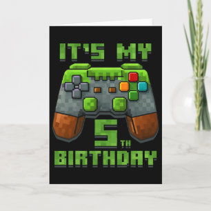 Carte C'est mon t-shirt d'anniversaire 5 ans Gamer Vidéo