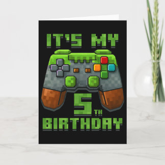 Carte C'est mon t-shirt d'anniversaire 5 ans Gamer Vidéo