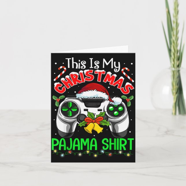 Carte C'est mon vidéo de gamer en pyjama de Noël pour ga (Devant)