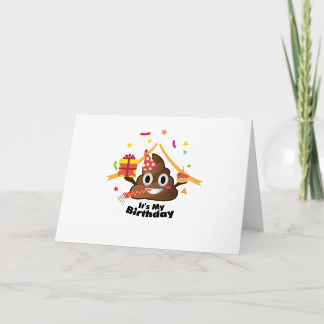 Carte C'est My Birthday Poop Emoji kids Boy Party (Devant)