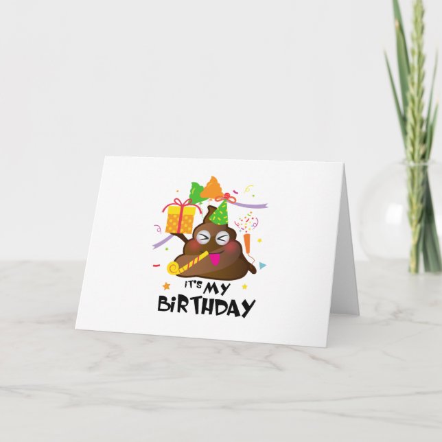 Carte C'est My Birthday Poop Emoji kids Girl Party (Devant)