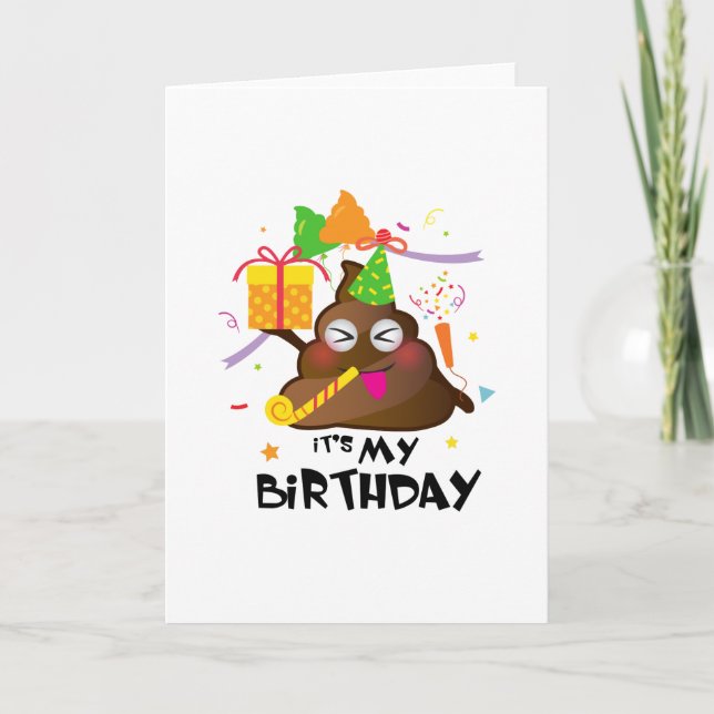 Carte C'est My Birthday Poop Emoji kids Girl Party (Devant)
