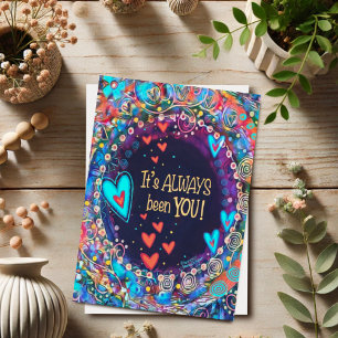 Carte C'est toujours été toi jolie bleu floral Valentine
