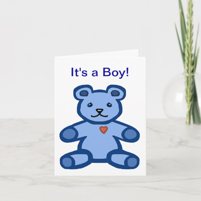 Carte C'est un garçon - félicitations pour bébé et bienv (Devant)