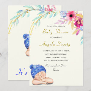Carte C'est un garçon heureux de dormir Baby shower Invi