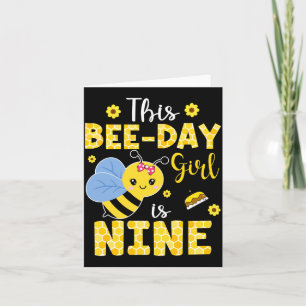 Carte Cette fille de Bee-Day a neuf 9 ans 9e anniversair