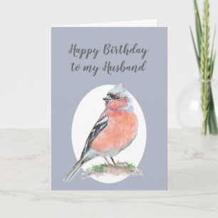 Carte Chaffinch d'Oiseau Aquarelle, joyeux mari d'annive