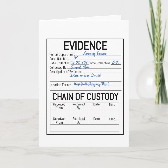 Carte Chaîne de preuves chaîne de détention crime jeu de (Devant)
