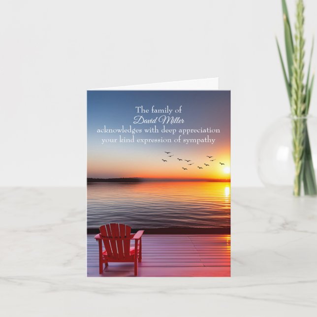 Carte Chaise sur le lac Dock pour le Merci sympathique (Devant)