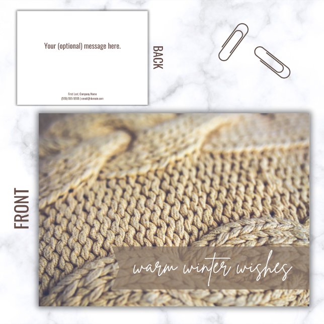 Carte Chaleureux et chaleureux souhaits d'hiver Client B (Warm winter wishes flat card)