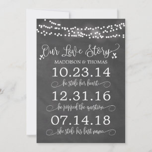 Carte Chalk éclaire notre histoire d'amour Timeline Déco