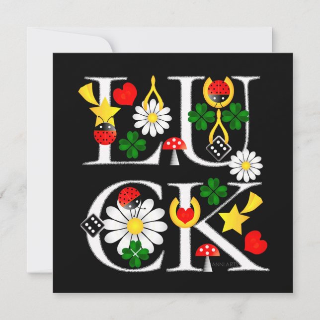 Carte Chalkboard de bonne chance (Devant)