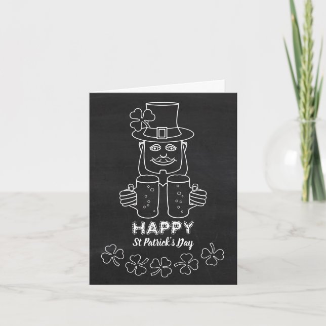 Carte Chalkboard Leprechaun, Saint Patrick's Day (Devant)