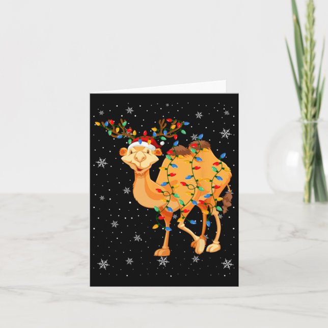 Carte Chameau Animal Santa Hat Luminaires des arbres de  (Devant)