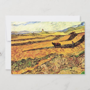 Carte Champ avec laboureur et moulin par Vincent van Gog