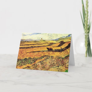 Carte Champ avec laboureur et moulin par Vincent van Gog