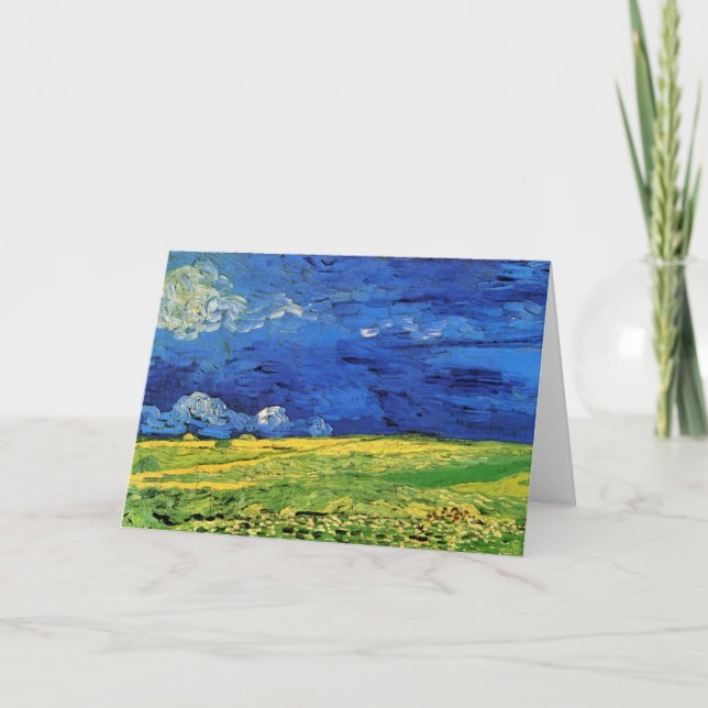 Carte Champ de blé sous ciel nuageux par Vincent van Gog (Devant)