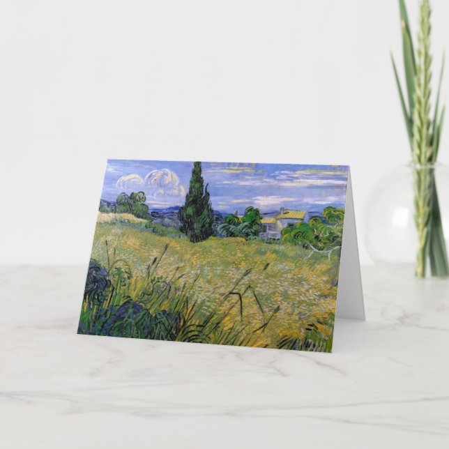 Carte Champ de blé vert avec Cypress par Vincent van Gog (Devant)