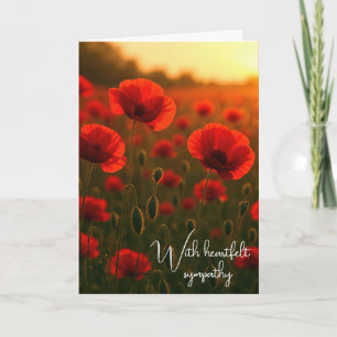 Carte Champ de coquelicots rouges de sympathie au lever 